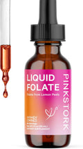 Pink Stork Liquid Folate: Whole-Food Vitamin B9 from Lemon Peels Natural Folic Acid with Vitamin C Liquid Prenatal Vitamins for Women Pregnancy Must Haves Women-Owned 2 oz