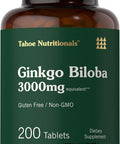 Carlyle Ginkgo Biloba | 3000mg Per Serving | 200 Tablets Extra Strength | Vegetarian | Non-GMO & Gluten Supplement | Tahoe Nutritionals