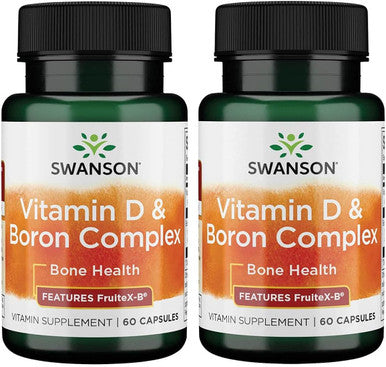 Swanson Vitamin D & Boron 60 Capsules (2 Pack)
