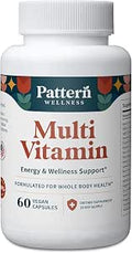 Pattern Wellness Multivitamin for Men and Women Vitamin A B C D E Energy and Wellness Support Whole Body Health One A Day Dietary Supplement 60 Vegan Capsules