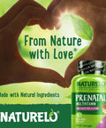 Naturelo Prenatal Multivitamin With Gentle Chelated Iron, Methyl Folate, Plant Calcium & Choline - Vegan, Vegetarian - Non-Gmo - Gluten - 180 Capsules - 2 Month Supply