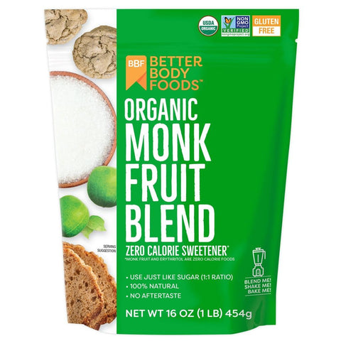 BetterBody Foods Golden Monk Fruit Sweetener Blend - Sugar Substitute, Zero Calorie, Keto Diet Friendly, Zero Net Carbs, Zero Glycemic, Baking, Extract, Sugar Replacement 1 lb, 16 Oz