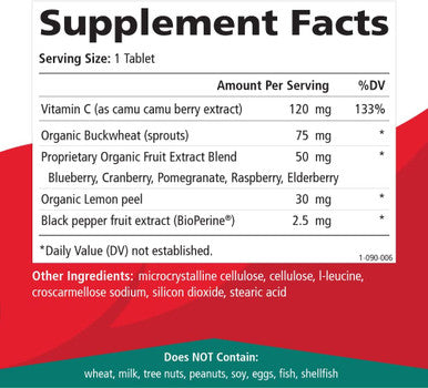 Pure Essence Labs Whole-C Whole Food Vitamin C - Best Immune Support - Organic & Nature Vitamins - Immunity Booster & Dietary Supplements (30 Tablets)