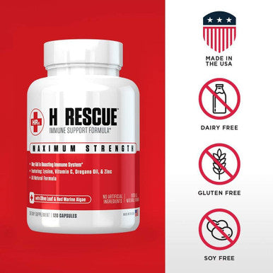 Re+Gen Nutrition H Rescue Immune Support Supplement For Adults, Capsules With Zinc, Vitamin C, L Lysine Amino Acid & Oregano Oil For Immunity Health In Men & Women, 120 Capsules
