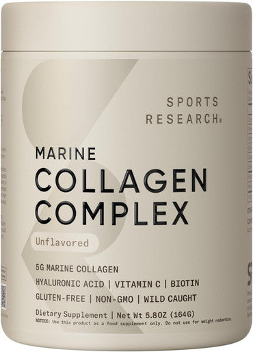 Sports Research Collagen Beauty Complex With Hyaluronic Acid Vitamin C + Biotin | Pescatarian Keto Certified & Non-Gmo Verified - Unflavored (30 Servings)