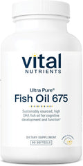 Vital Nutrients Ultra Pure Fish Oil 675 | Supports Brain Development & Function | Sustainably Sourced High DHA Omega-3 Fatty Acid | Lemon Flavor | Gluten Dairy & Soy | 90 Softgels
