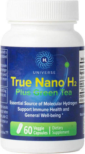True Nano H2 With Green Tea By H2 Universe Molecular Hydrogen With Active Hydrogen Nanobubbles, Boosts Energy, Powerful Antioxidant 60 Capsules