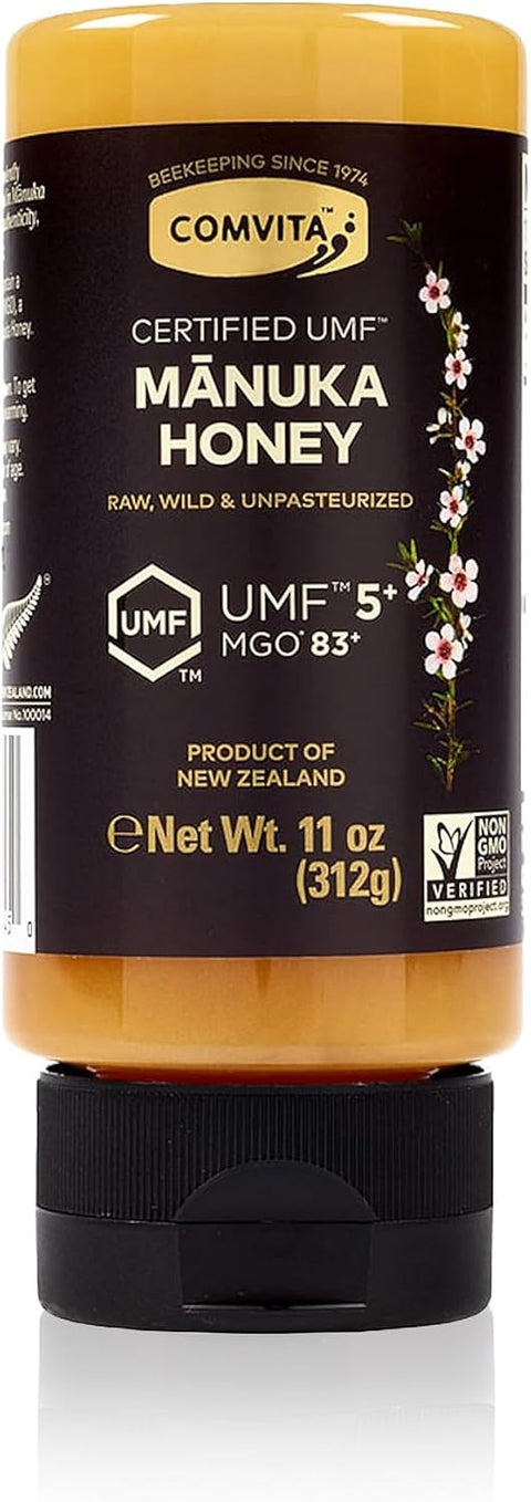 Comvita Manuka Honey UMF 5+ (MGO 83+) - Raw Manuka Honey New Zealand, Pure & Unpasteurized, Superfood for Immune Health, Use in Tea, Wild, Monofloral, Non-GMO - 500g (17.6 oz)