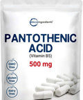 Micro Ingredients Pantothenic Acid Vitamin B5 Supplement Vitamin B5 500mg Per Count 365 Capsules (1 Year Supply) B-Complex Vitamin Support Energy Production and Nervous System Non-GMO