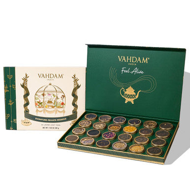 Vahdam Loose Leaf Tea Set 24 Premium Long Leaf Teas in Tin Caddy Presentaion Box | 100% Natural Ingredients | Perfect Festival s for Friends and Family I Luxury Tea s