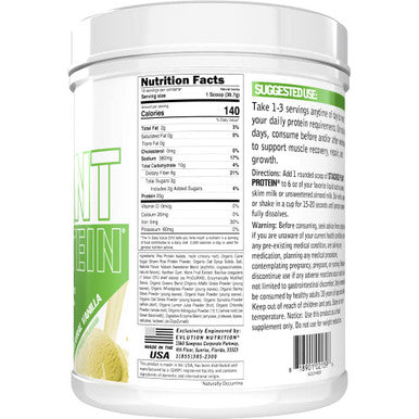Evlution Nutrition Stacked Plant Protein Powder, Vegan, Non-GMO, Gluten-Free, Probiotics, BCAAs, Fiber, Complete Plant-Based Protein Complex, 1.5 LB ( Vanilla)