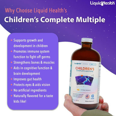 Liquidhealth Children's Complete Multivitamin & Attention Teens & Kids Liquid Vitamin Bundle for Children - Whole Body Health Immune Support Improve Focus Concentration Boost Mood - Vegan Non-GMO