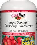 CranRich by Natural Factors Super Strength Cranberry Concentrate Antioxidant Supplement for Urinary Tract Support NonGMO 180 Capsules