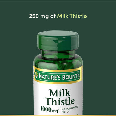Nature's Bounty Milk Thistle Pills and Herbal Health Supplement, Supports Liver Health, 1000mg, 50 Softgels