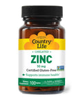 Country Life Zinc 50Mg Amino Acid Chelate 100 Tablets Certified Gluten Free Certified Vegan Non-Gmo Verified