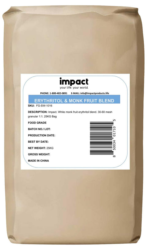 Impact White Monk Fruit & Erythritol Sweetener Blend - Gluten Free, Zero Calories, Net Carbs, Keto, Vegan, Non-GMO - 1 is to 1 Sugar Substitute - 1lb (Pack of 2)