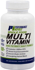 Performance Inspired Nutrition Whole Food Multi Vitamin 1 Billion CFU Probiotics BCAAs Energizing Herbal Complex 90 Count