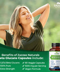 Zazzee Extra Strength 1,3/1,6 Beta Glucans, 1000 Mg, 100% Concentrated, 90 Vegan Capsules, Supports A Healthy Immune System, 100%