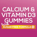 Calcium with Vitamin D3 Sugar Free Gummies - Supports Bone Health & Teeth - Highly Concentrated Calcium & Vitamin D Gummy Chew Supplement - Natural, Non-GMO, & Gluten Free - Women & Men - 60 Gummies