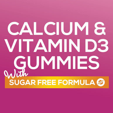 Calcium with Vitamin D3 Sugar Free Gummies - Supports Bone Health & Teeth - Highly Concentrated Calcium & Vitamin D Gummy Chew Supplement - Natural, Non-GMO, & Gluten Free - Women & Men - 60 Gummies