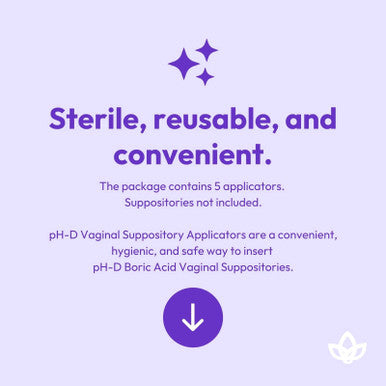 pH-D Feminine Health - Vaginal Suppository Applicators, Ideal For Boric Acid Suppositories, Reusable, Fits Most Vaginal Suppositories, Made In The Usa - 5 Count