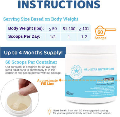 5-In-1 Bio-Heal Probiotic For Kid, Men & Women (Powder) - Best Supplement For Brain Function, Gut Health & Constipation - Shelf Stable & Fortified With Vitamins, Minerals & Prebiotics