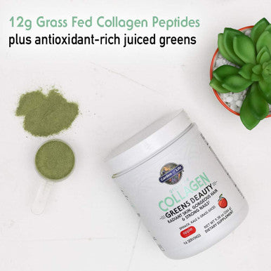 Garden of Life Grass Fed Collagen Greens Beauty Powder - Apple 14 Servings Collagen Powder For Women Skin Hair Nails Joints Collagen Peptides Powder Collagen Protein + Greens Collagen Supplement