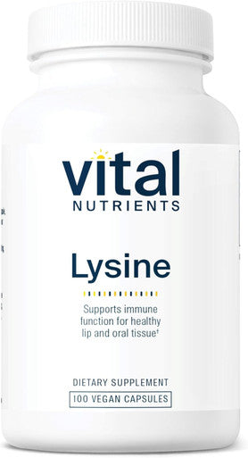 Vital Nutrients Lysine | Lysine Supplement Supports Healthy Lip and Oral Tissue | Immune Support Supplement Promotes Calcium Absorption | Gluten Dairy Soy | Non-GMO | 100 Capsules