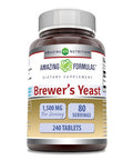 Amazing Formulas Brewers Yeast 1500Mg Per Serving 240 Tablets Supplement | Non-Gmo | Gluten Free | Made In Usa