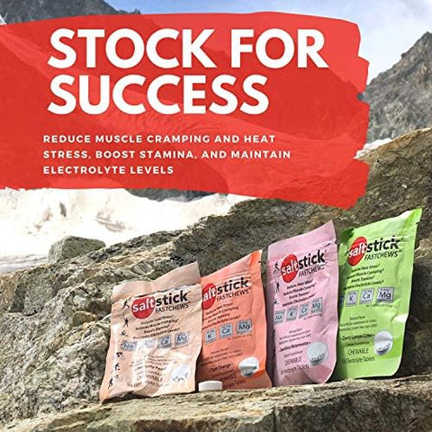 Saltstick Fastchews Electrolyte Replacement Tablets For Rehydration Exercise Recovery Youth & Adult Athletes Hiking Sports Recovery 10Ct Variety 4-Pack