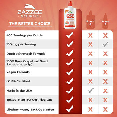 Zazzee Grapefruit Seed Extract (GSE) 4 Ounces | 2X Potency | Maximum Strength | High Absorption | 480 Servings | 100 mg per Serving | Vegan, Liquid Concentrate, Non-GMO and All-Natural