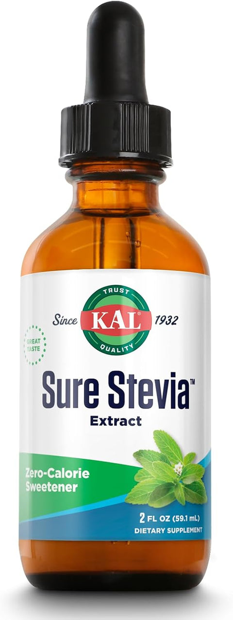 KAL Sure Stevia Liquid Extract 2 oz BestTasting Zero Calorie Low Glycemic For Baking & Adding to Beverages 385 Servings