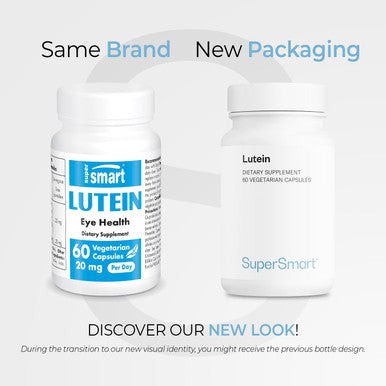Supersmart Lutein 20 mg Per Day Marigold Extract Standardized to 25 Eye Care Supplement 100 Natural NonGMO Gluten Free 60 Vegetarian Capsules