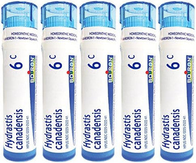 Boiron Hydrastis Canadensis 6C 5Pack Of Of 80 Pellet Tubes Homeopathic Medicine For Postnasal Drip