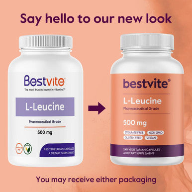 Bestvite L-Leucine 500mg per Capsule (240 Vegetarian Capsules) - No Stearates - No Fillers - No Flow Agents - Vegan - Non GMO - Gluten