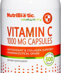 Nutribiotic - Vitamin C 1000 Mg Capsules 500 Count Essential Immune Antioxidant & Collagen Support Supplement Pharmaceutical Grade L-Ascorbic Acid 1000 Mg Per Serving Gluten & Gmo