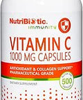 NutriBiotic Vitamin C 1000 Mg Capsules Essential Immune Antioxidant and Collagen Support Supplement Pharmaceutical Grade LAscorbic Acid 1000 Mg Per Serving Gluten and GMO 500 Count