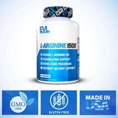 Evlution Nitric Oxide Booster L-Arginine Supplement - High Potency Nitric Oxide Supplement with 1500mg of L Arginine for Enhanced Energy Muscle Growth and Vascularity Nutrition NO Booster
