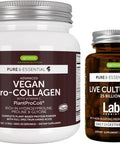 Vegan Collagen Protein Powder + Live Cultures+ Lab4 Probiotics Vegan Bundle, Complete Collagen Boosting Formula + 25 Billion CFU Probiotic with Non-Bloating Prebiotic, by Igennus