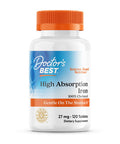 Doctor's Best High Absorption Iron With Ferrochel, 27 mg, 120 Tablets