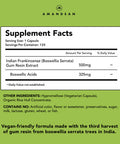 AMANDEAN Boswellia Serrata Extract. 500mg 120 Veggie Capsules. 65% Boswellic s with AKBA. Indian Frankincense Inflammation Supplement. 3rd Harvest