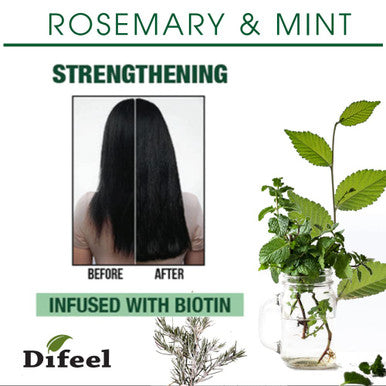 Difeel Rosemary and Mint Strengthening Leave-In Conditioning Spray with Biotin 6 oz. - Made with Natural Mint & Rosemary Oil for Hair Growth