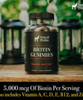 Pete & Pedro Biotin Gummies - Daily Hair Growth Strengthening Supplement For Stronger Hair, Skin, & Nails Cherry Flavor Biotin Gummy 5000Mcg Per Serving As Seen On Shark Tank, 60 Count