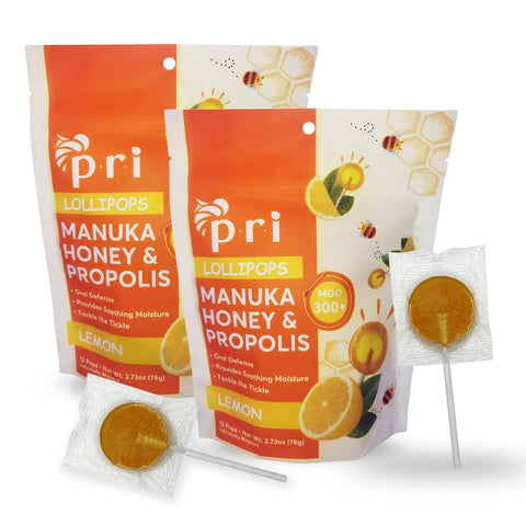 P.R.I Elderberry Manuka Honey Lollipops with Propolis & Menthol, MGO 300+, Natural Honey Pops, Individually Wrapped Throat Soothing Pops, 24 Count