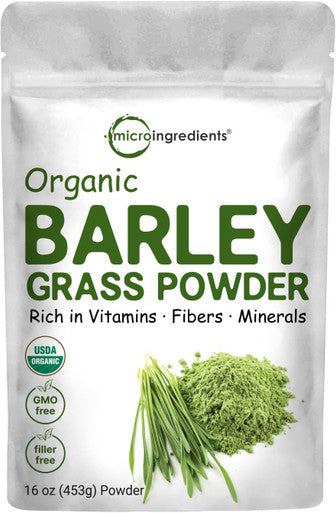 Micro Ingredients Organic Spirulina Powder 1lb & Organic Barley Grass Powder 16oz Bundle 2 Pack | Raw Superfoods | Rich in Vegan Protein Fibers Minerals & Vitamins