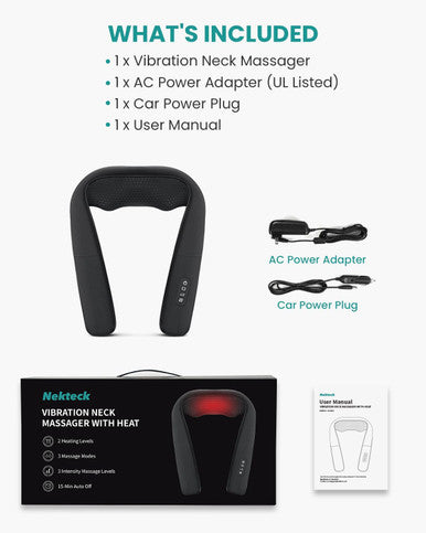 Nekteck Vibrating Neck And Back Massager With Soothing Heat, Electric Deep Tissue Massage Pillow For Shoulder, Leg, Body Muscle Pain Relief, Home, Office, And Car Use, Gifts For Men Women Mom And Dad