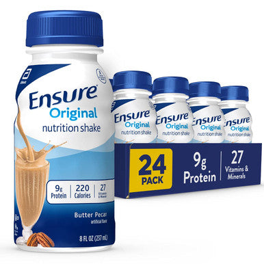 Ensure Original Butter Pecan Nutrition Shake | Meal Replacement Shake | 24 Pack & Original Vanilla Liquid Nutrition Shake With Fiber | Gluten Free Meal Replacement Shake | 24 Pack | Bottle