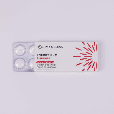 Speed Labs Cinnamon Extra Strength Caffeine Chewing Gum 50Mg Caffeine, Taurine, & B Vitamins Per Piece, 48 Pieces (6 Packs Of 8 Pieces) Sugar Free, Zero Calorie, No Aspartame, Gluten Free