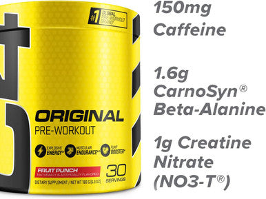 C4 Original Pre Workout Powder Fruit PunchÃƒÆ’Ã¢â‚¬Å¡ | Vitamin C for Immune Support | Sugar Free Preworkout Energy for Men & Women | 150mg Caffeine + Beta Alanine + Creatine | 30 Servings