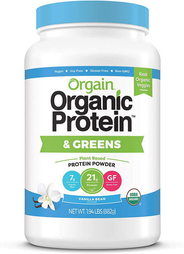 Orgain Organic Plant Based Protein Greens Powder Vanilla Bean 1.94 Pound Organic Plant Based Protein Powder Creamy Chocolate Fudge Vegan Low Net Carbs Non Dairy 2.03 Pound
